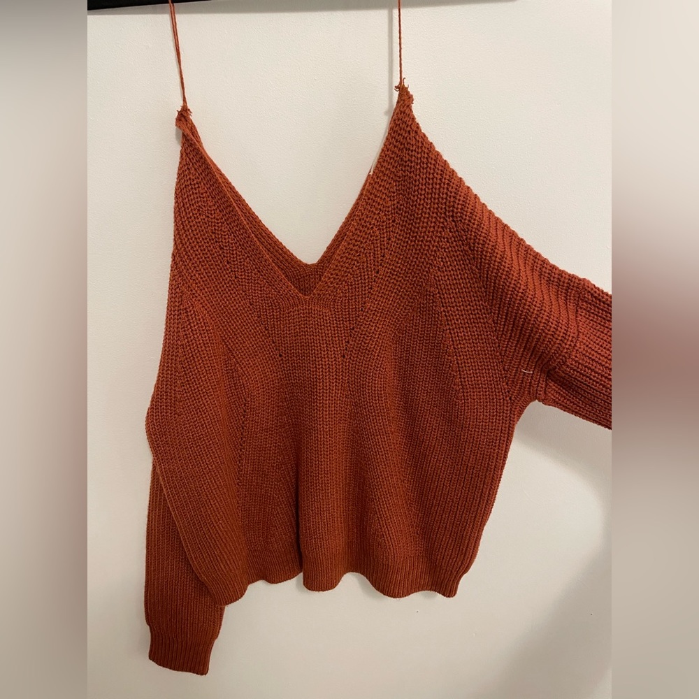 Cute burnt orange v neck sweater
